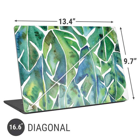 Cat Coq Tropical Leaves Universal Laptop 16.6in (13.4 x 9.7in) Skin